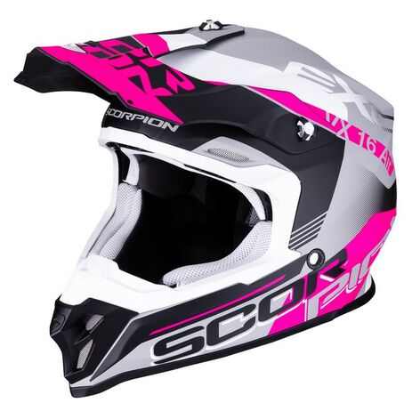 Casco Scorpion VX-16 Air Arhus Mate Gris/Rosa | Motocross, Enduro, Trail,  Trial | GreenlandMX